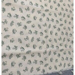 Floral Cotton Fabric 1/4 yard x 44" Green Cream Sewing Quilting Crafts